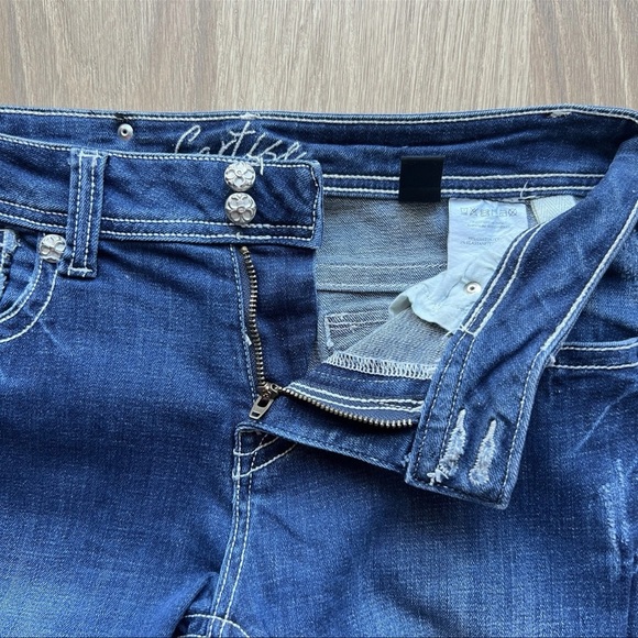 Cartise Embellished Low Rise Jeans Blue Zipp Pockets Women's Size 4 - Picture 5 of 16